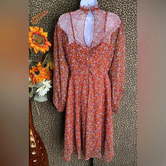 🦋B2G1🦋UNIQUE VINTAGE Rust Brown Leona Swing Dress NWOT | MEDIUM | - Picture 7 of 11